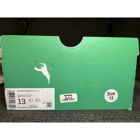 BRAND NEW Size 13 Nike Giannis Immortality 3 Mens Shoes Black And White - Picture 8 of 9